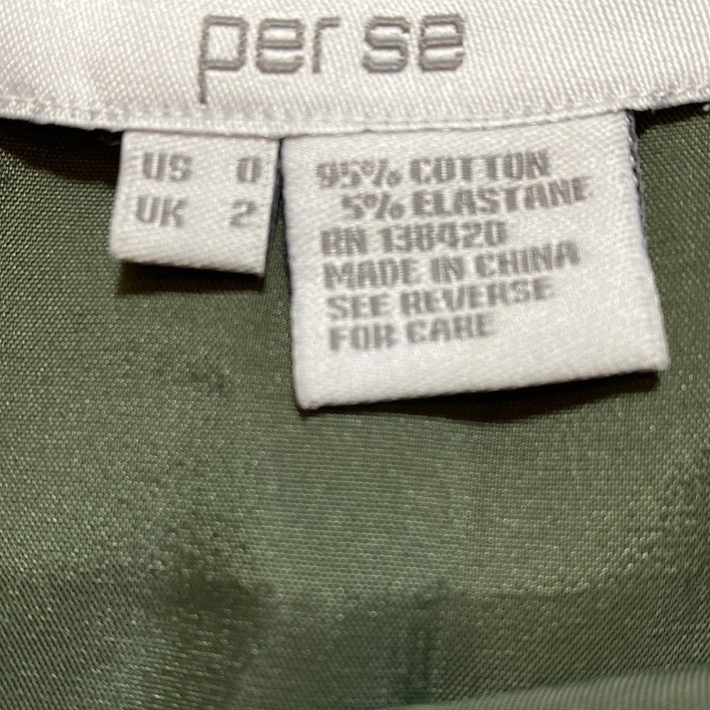 Per Se Military Green Pleated Lined Pencil Skirt 0